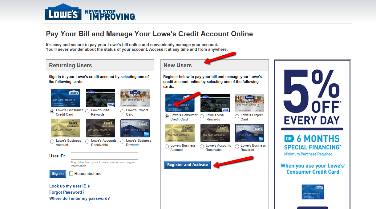 Lowe's Consumer Credit Card Login Make a Payment CreditSpot