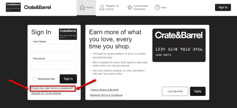 Crate And Barrel Credit Card Login Make A Payment CreditSpot