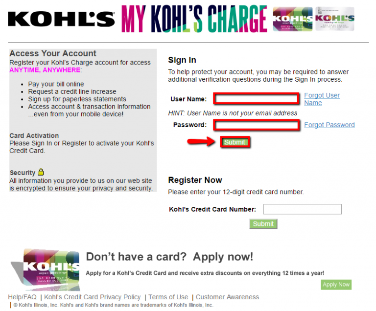 Kohl's Credit Card Login Make a Payment CreditSpot