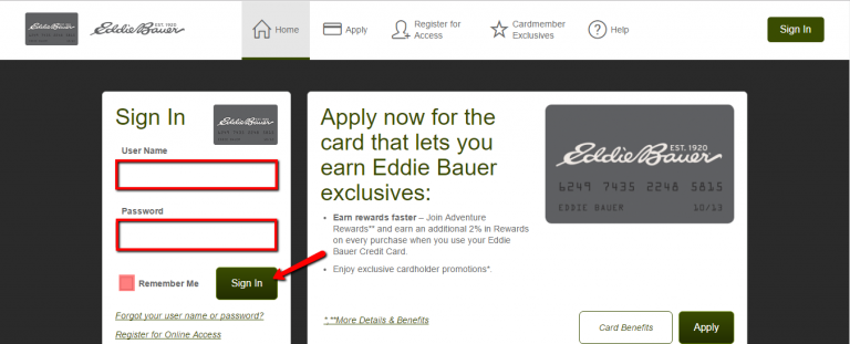 Eddie Bauer Credit Card Login Make A Payment CreditSpot