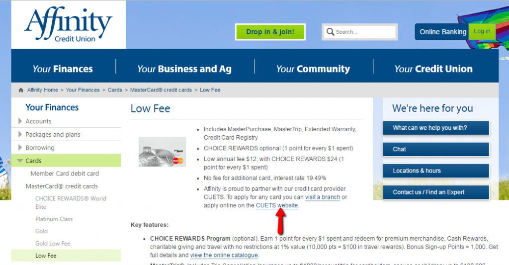 How to Apply to Affinity Credit Union Low Fee MasterCard CreditSpot