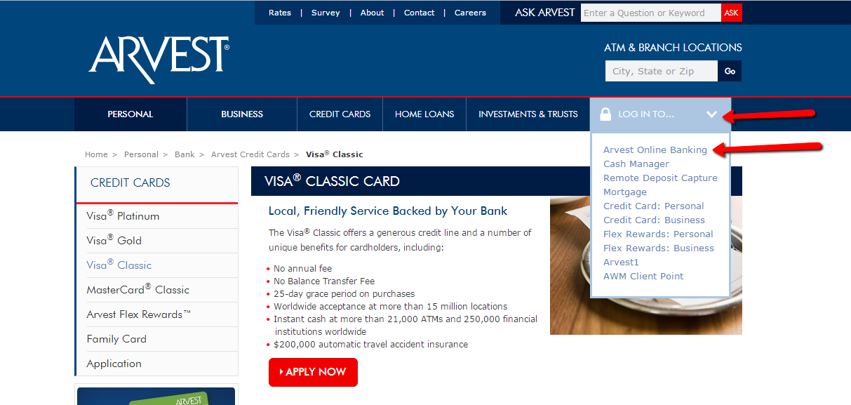 Arvest Classic Visa Credit Card Login Make a Payment CreditSpot