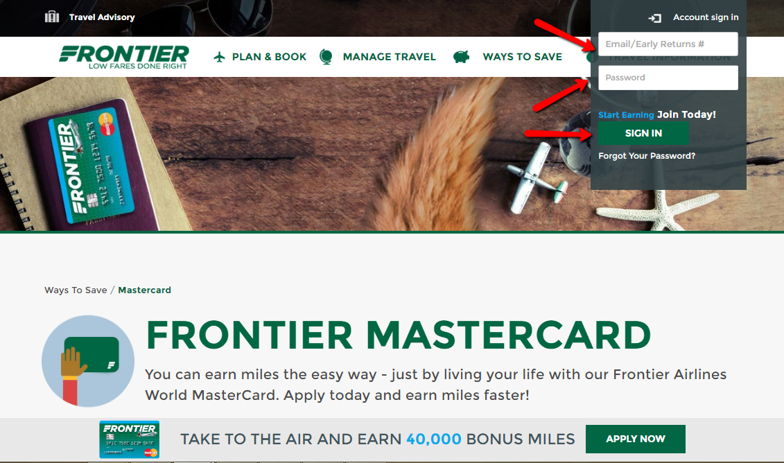Frontier Airlines Credit Card Login Make a Payment CreditSpot