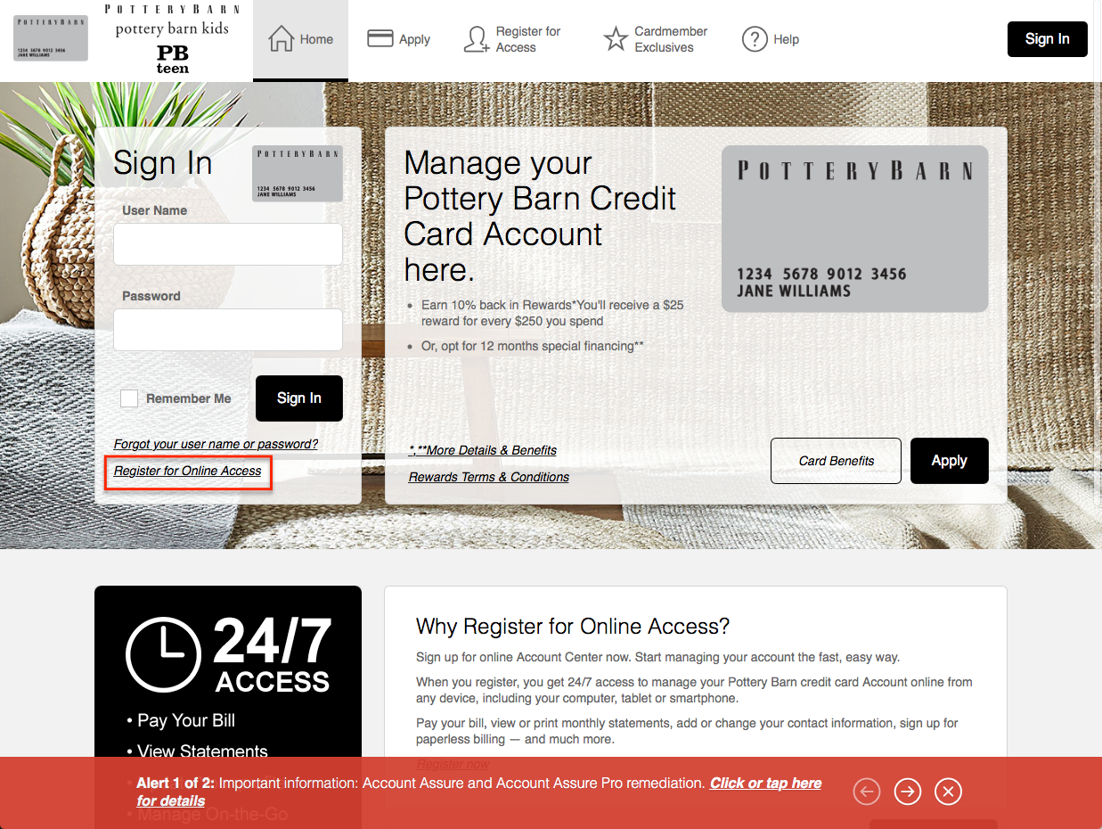 Pottery Barn Credit Card Login Make a Payment CreditSpot